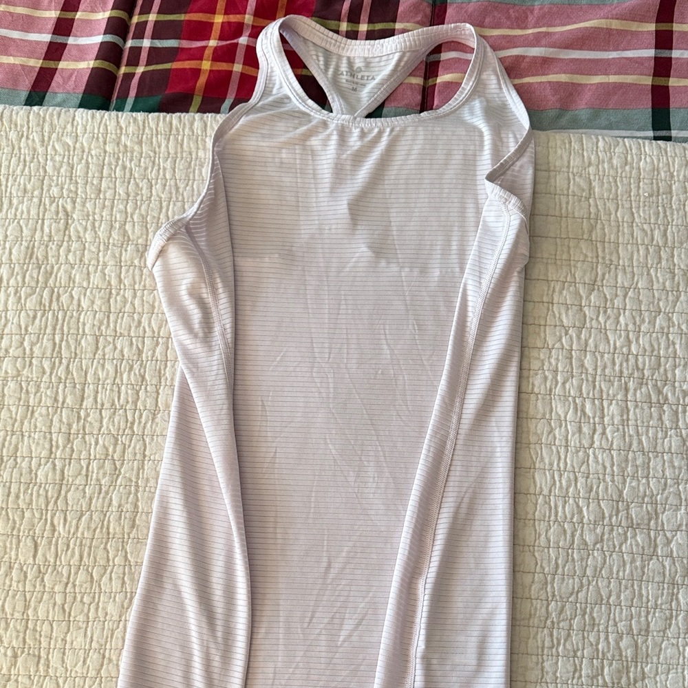 Athleta Light Gray Striped Tank Top